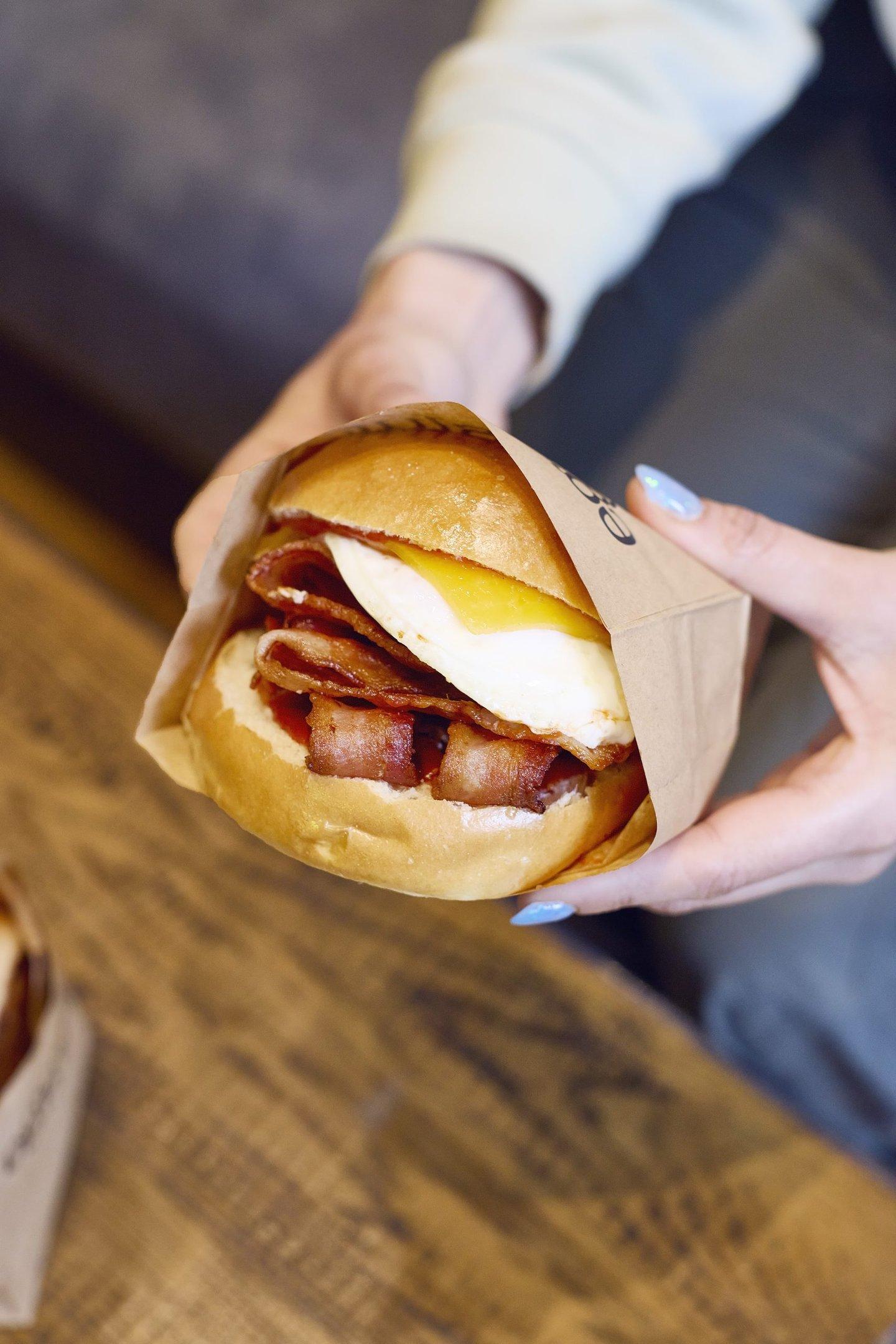 An Egg and Bacon sandwich from Eggslut at Boxhall in Liverpool Street