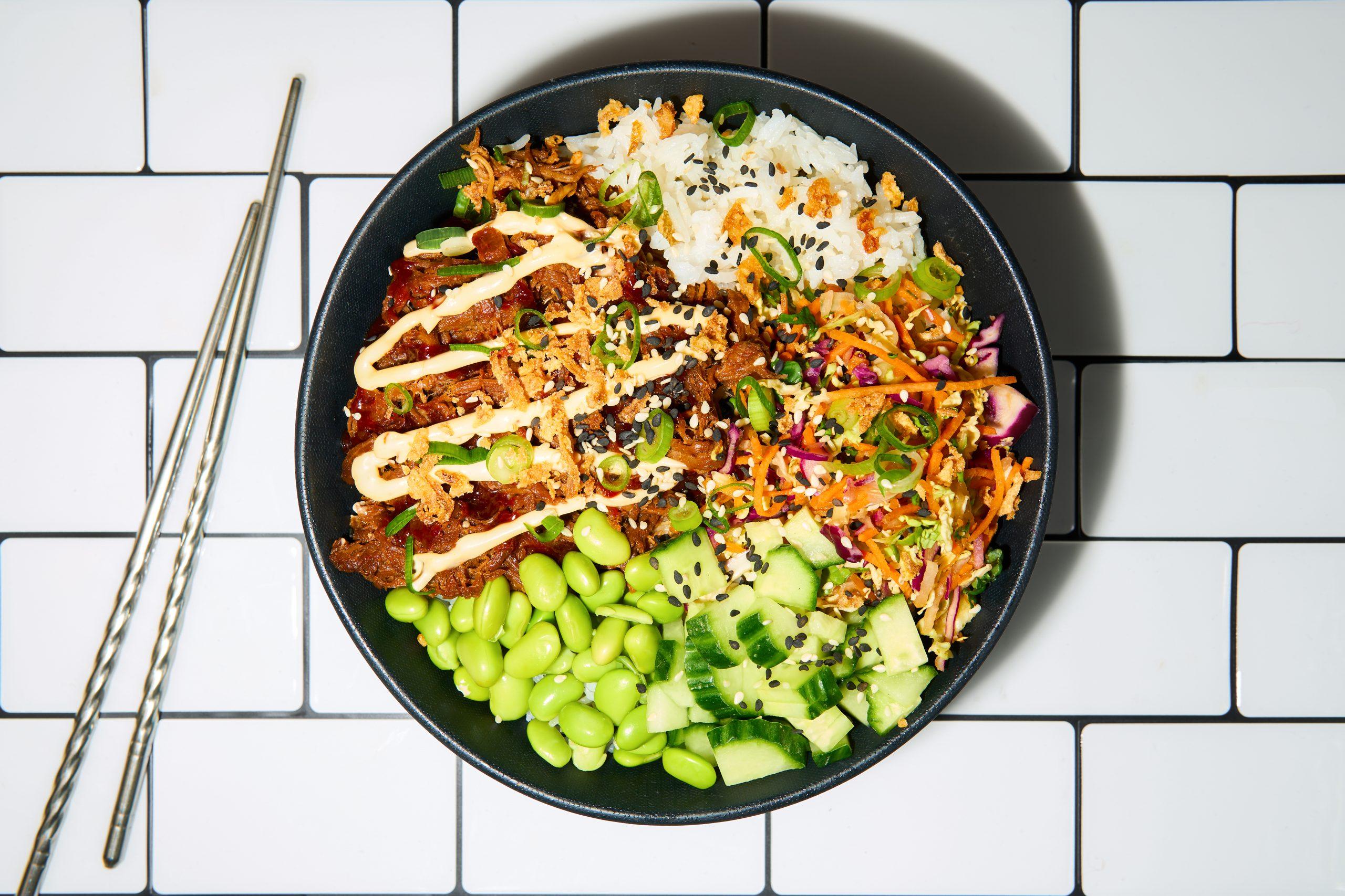 A beef bowl from Little Bao Boy in BOXHALL Liverpool Street
