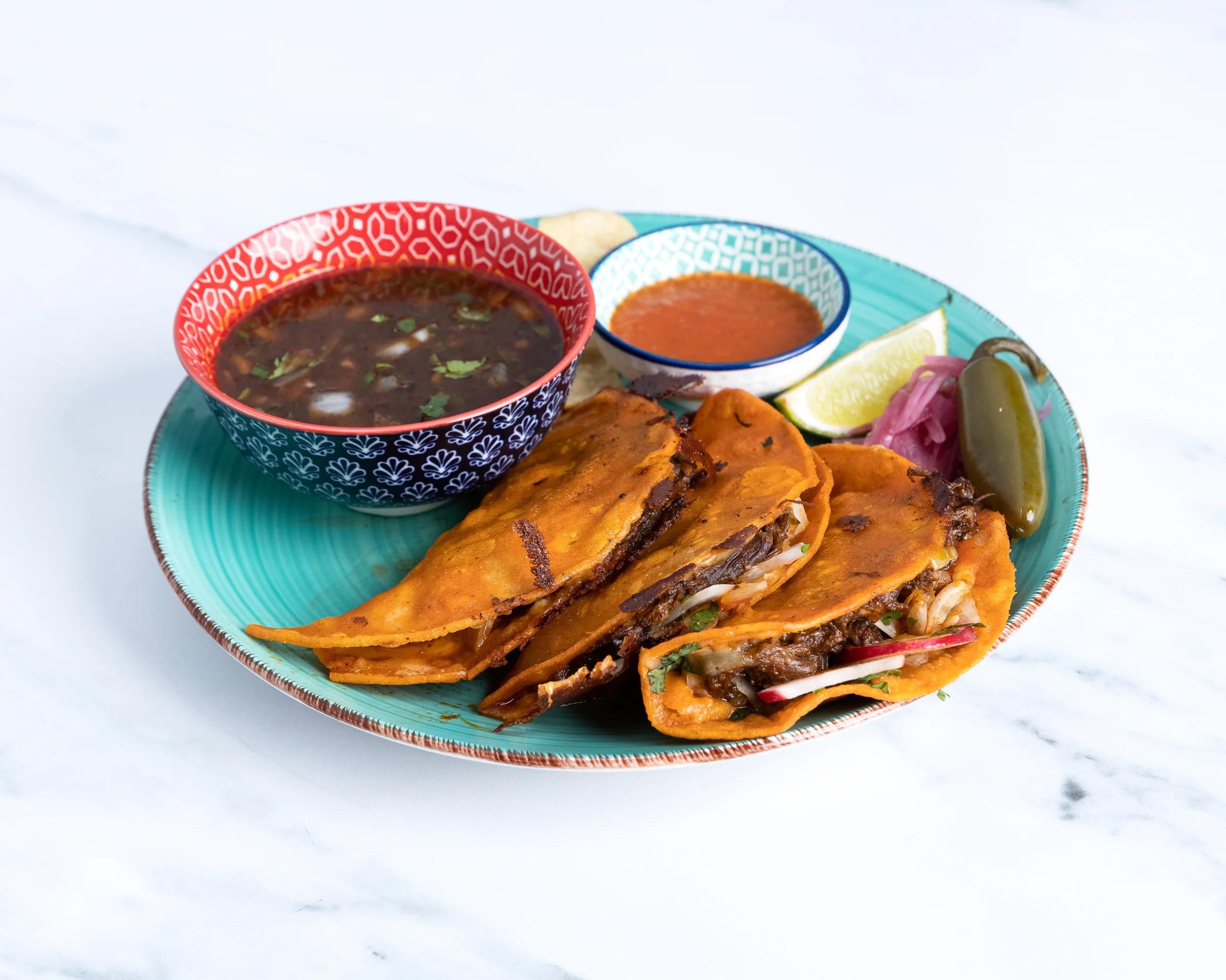 Food from Birria Taco at Boxpark Camden