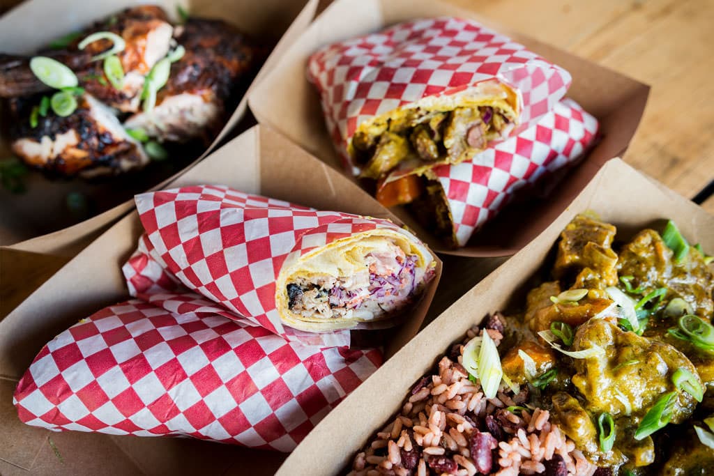 A selection of food from Dub Pan at Boxpark Shoreditch