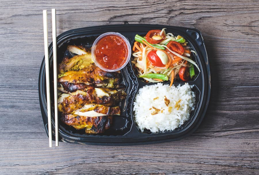 A platter from Satay Street at Boxpark Shoreditch