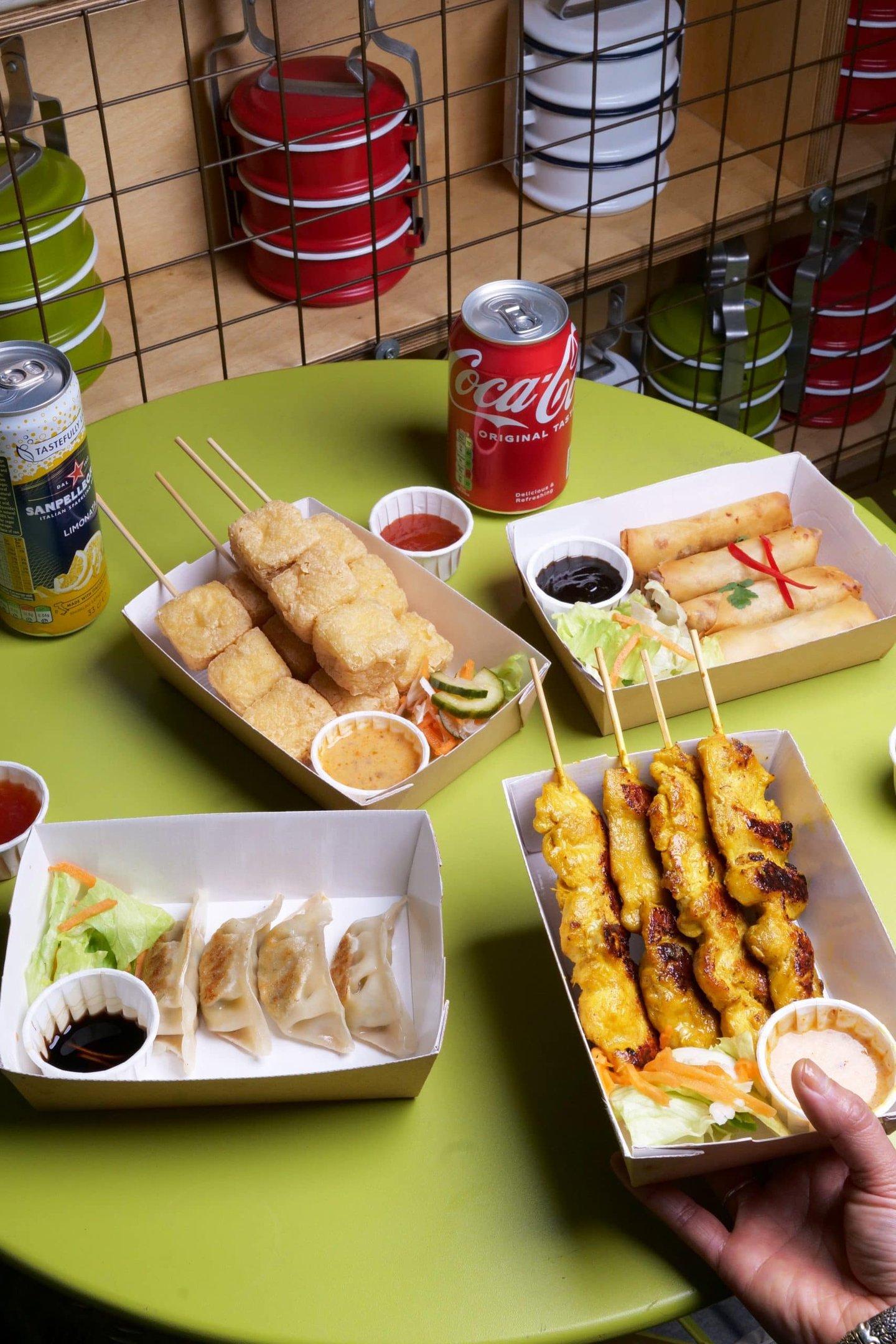 A selection of food at Satay Street at Boxpark Shoreditch