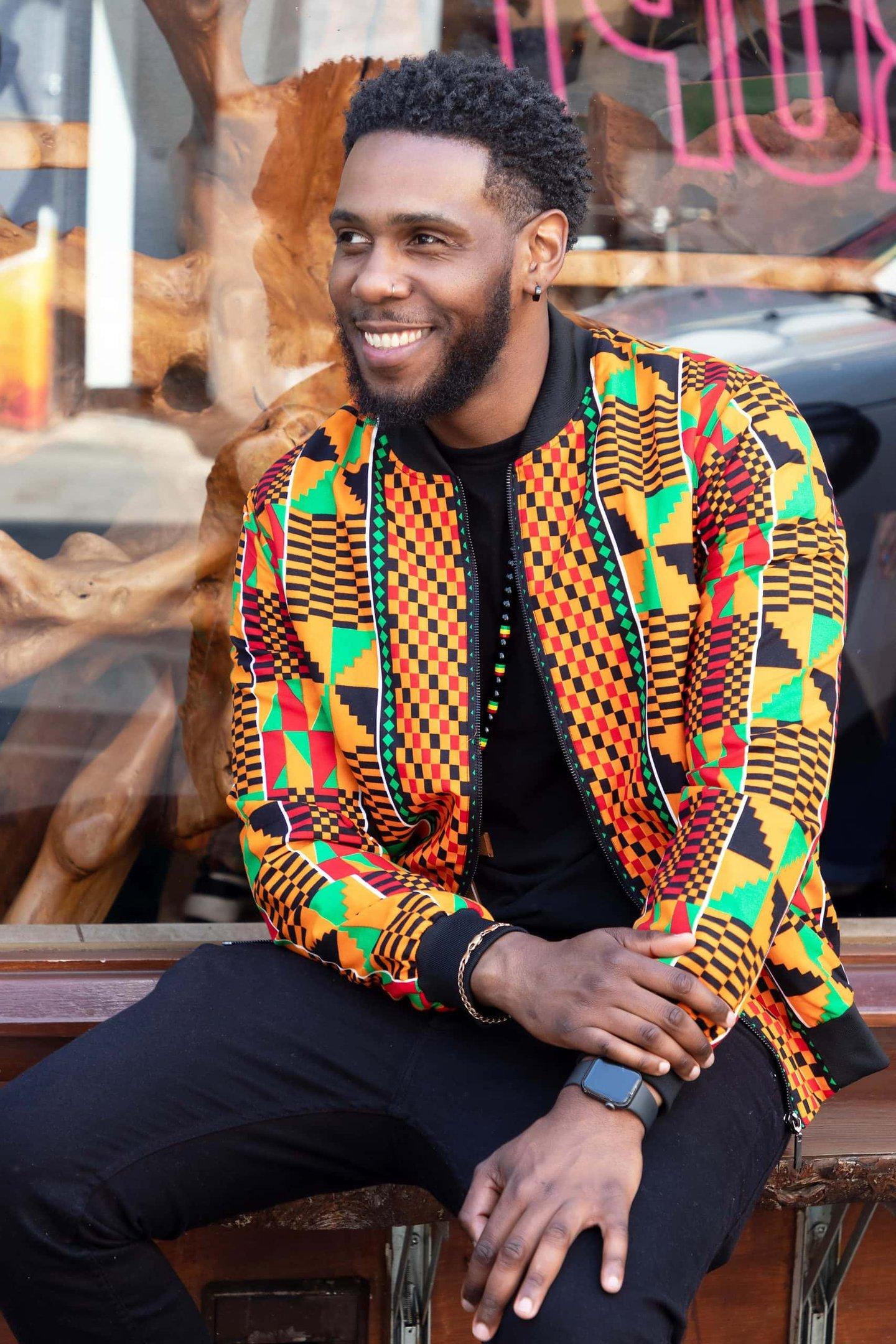 Model wearing clothings from Afrique Room at Boxpark in Shoreditch