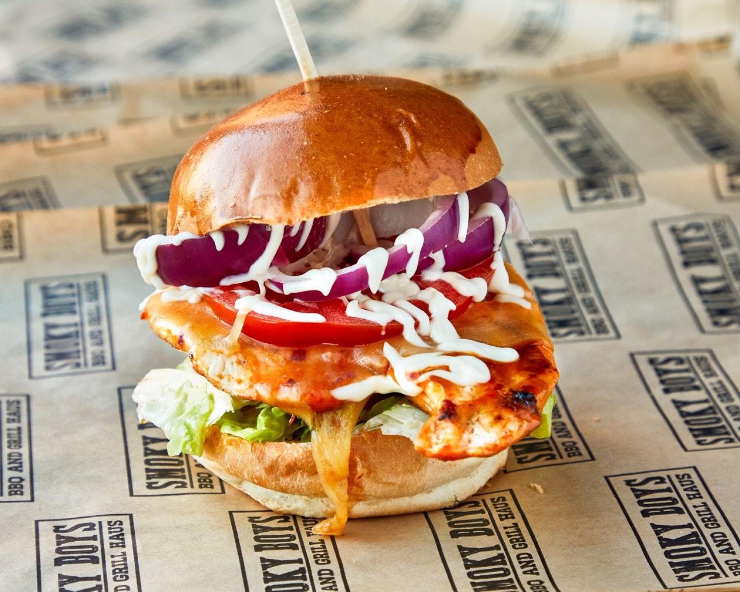 Burger from Smoky Boys at BOXPARK Wembley