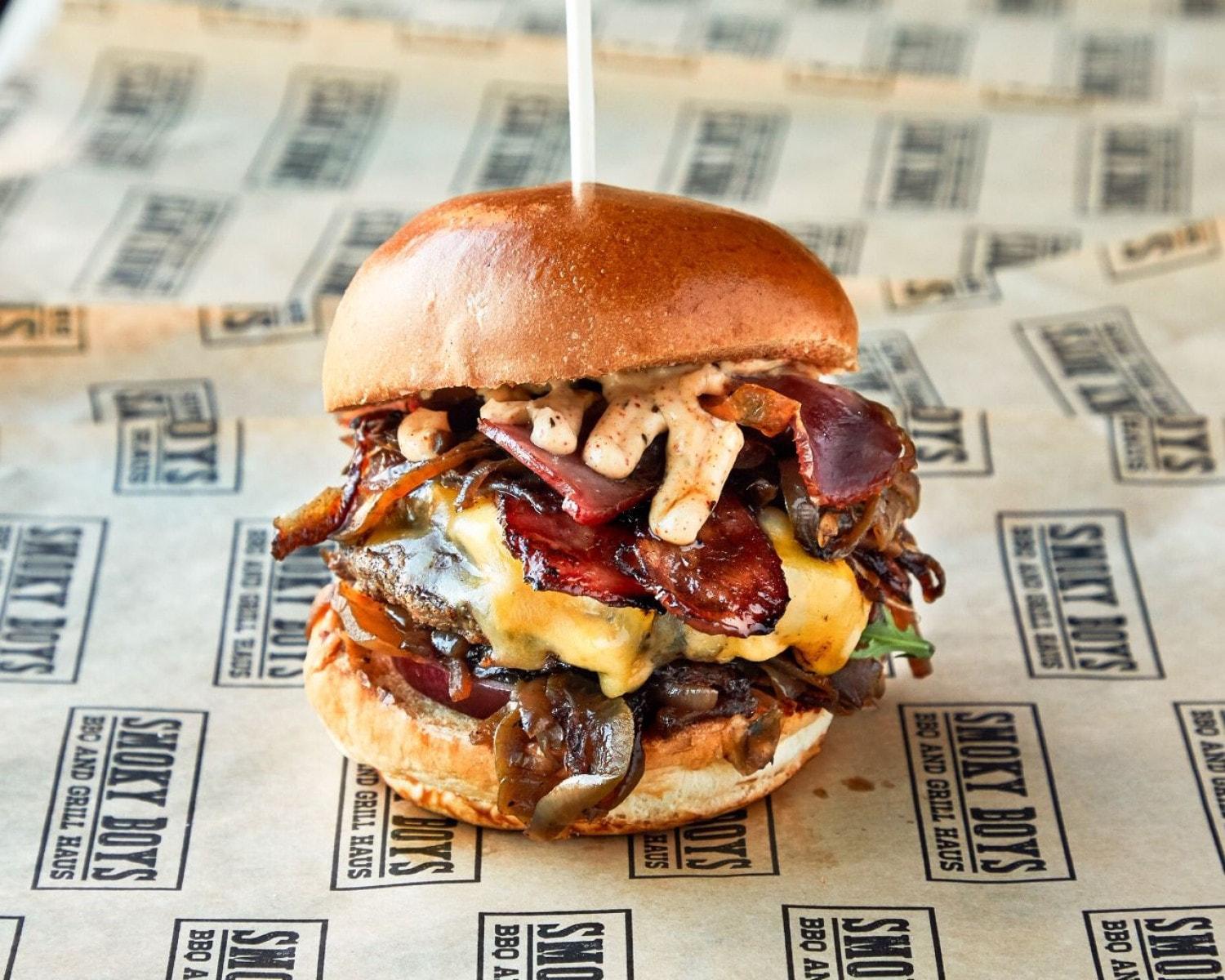 Burger from Smoky Boys at BOXPARK Wembley