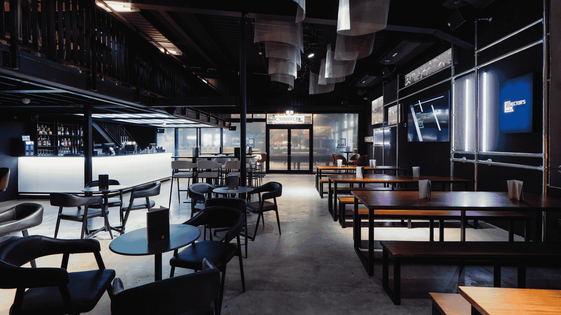Internal shot of the Directors Box sports bar in Boxpark Wembley