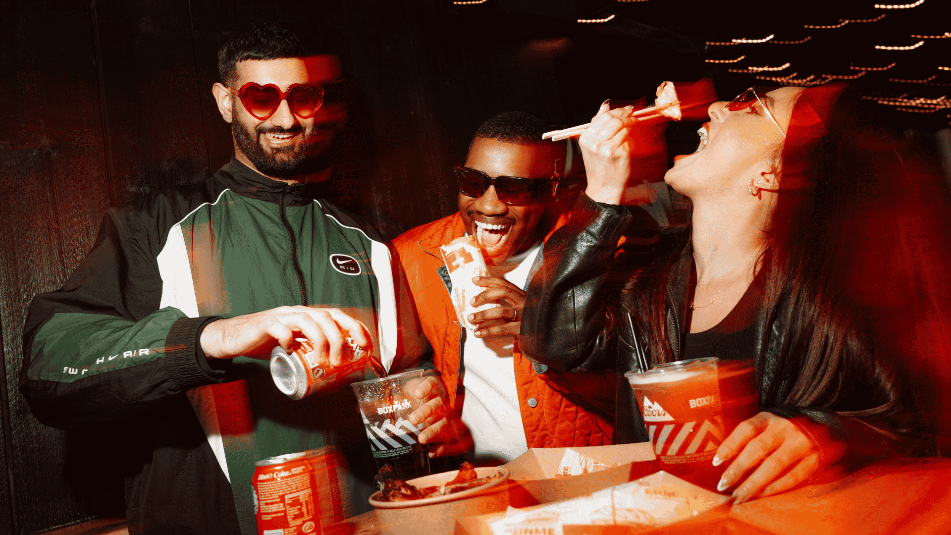 Guests eating and drinking at BOXPARK