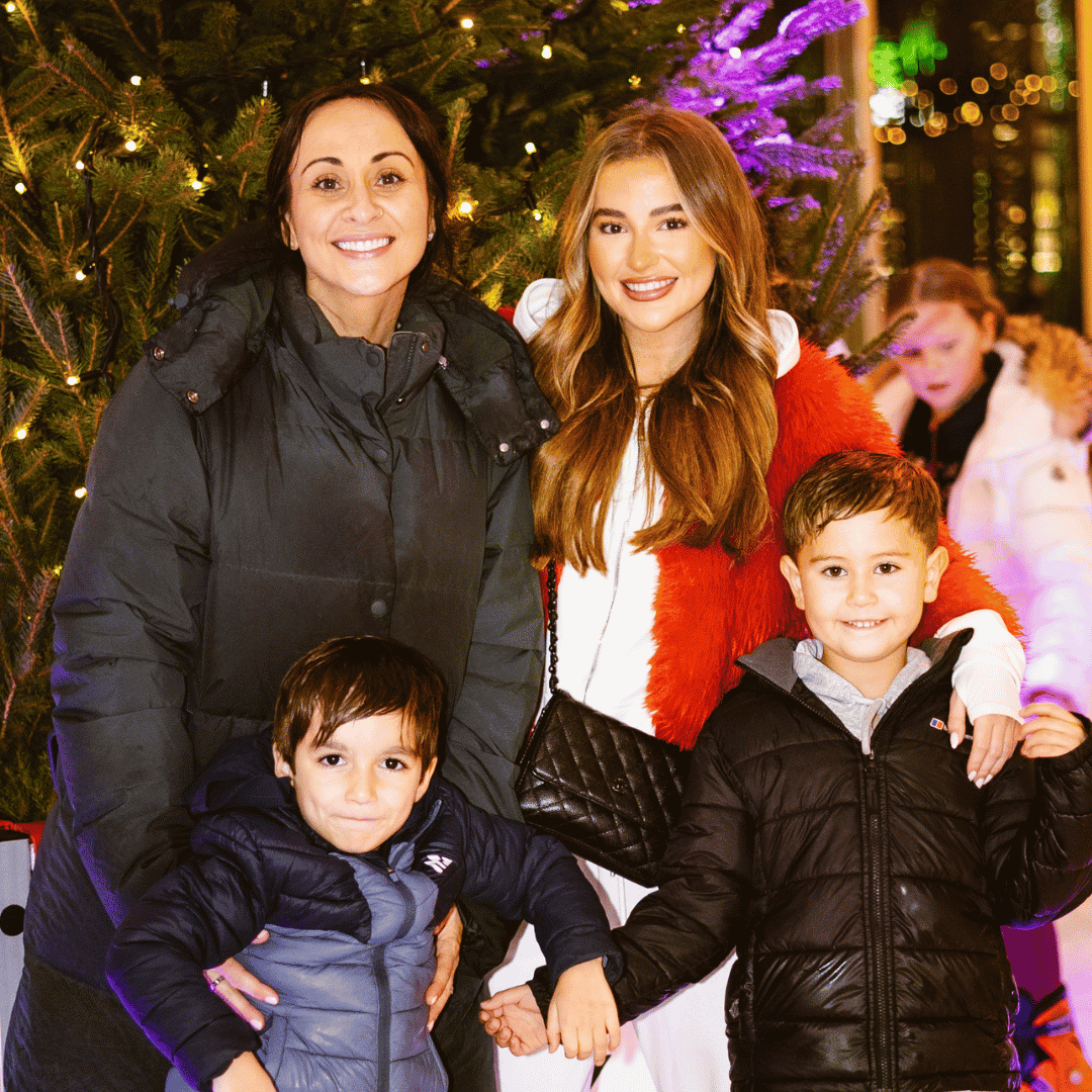 A family of four ice skating at BOXPARK in Liverpool