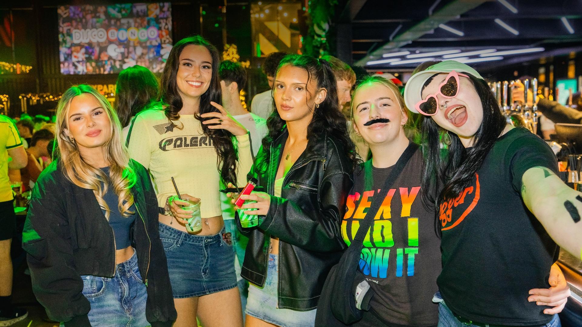 Students posing at BOXPARK Liverpool