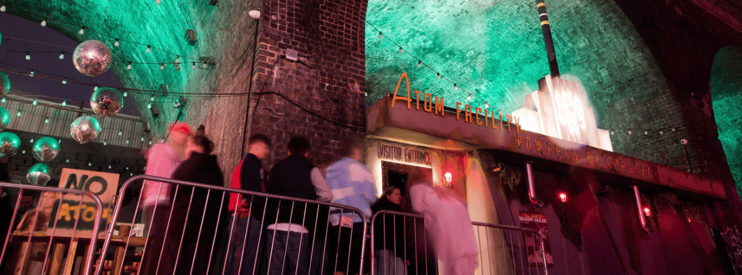 Customers queuing to enter a scare maze at Luna Springs in Digbeth.