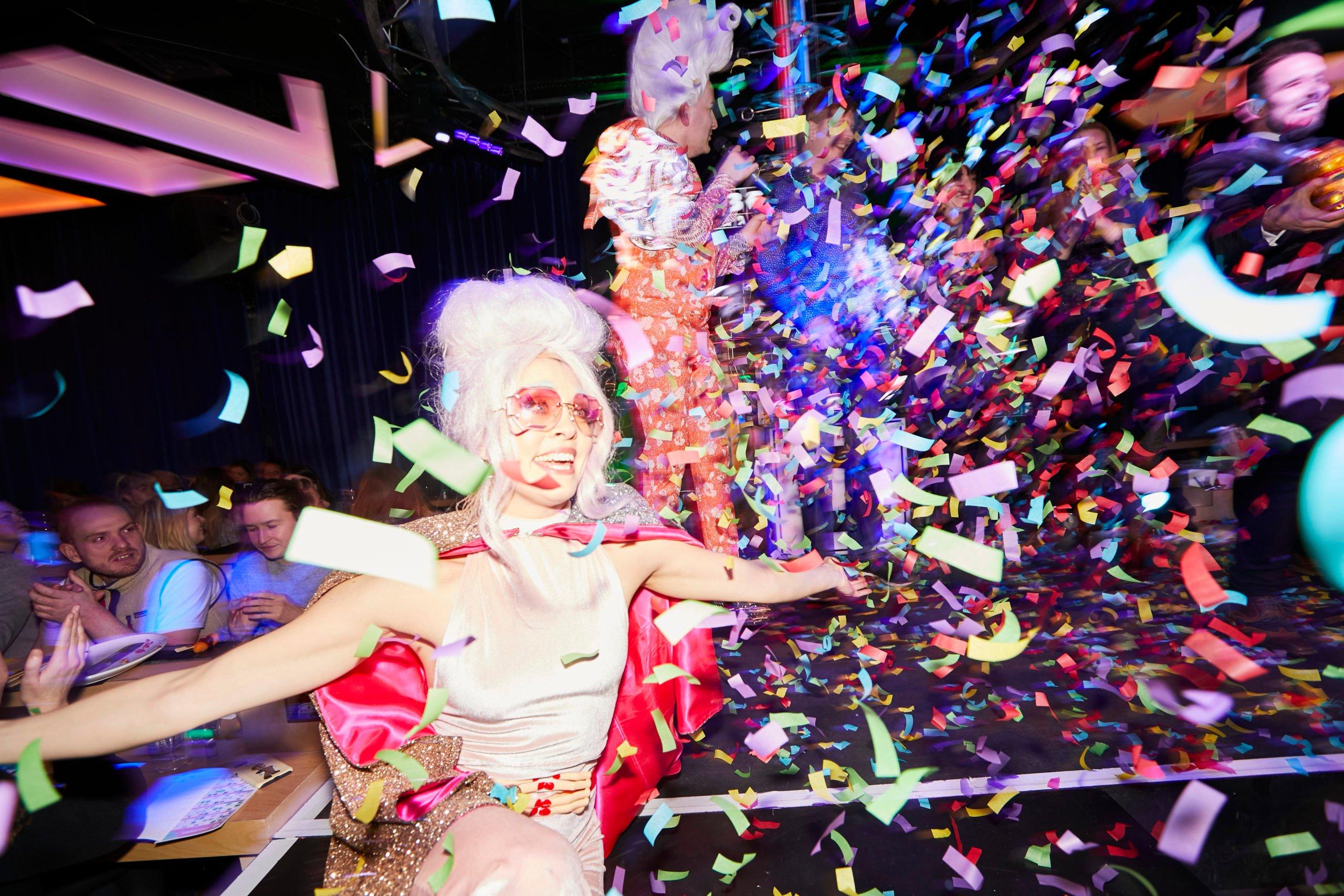 Confetti Blast During Bingo Event at The Piano Works in London