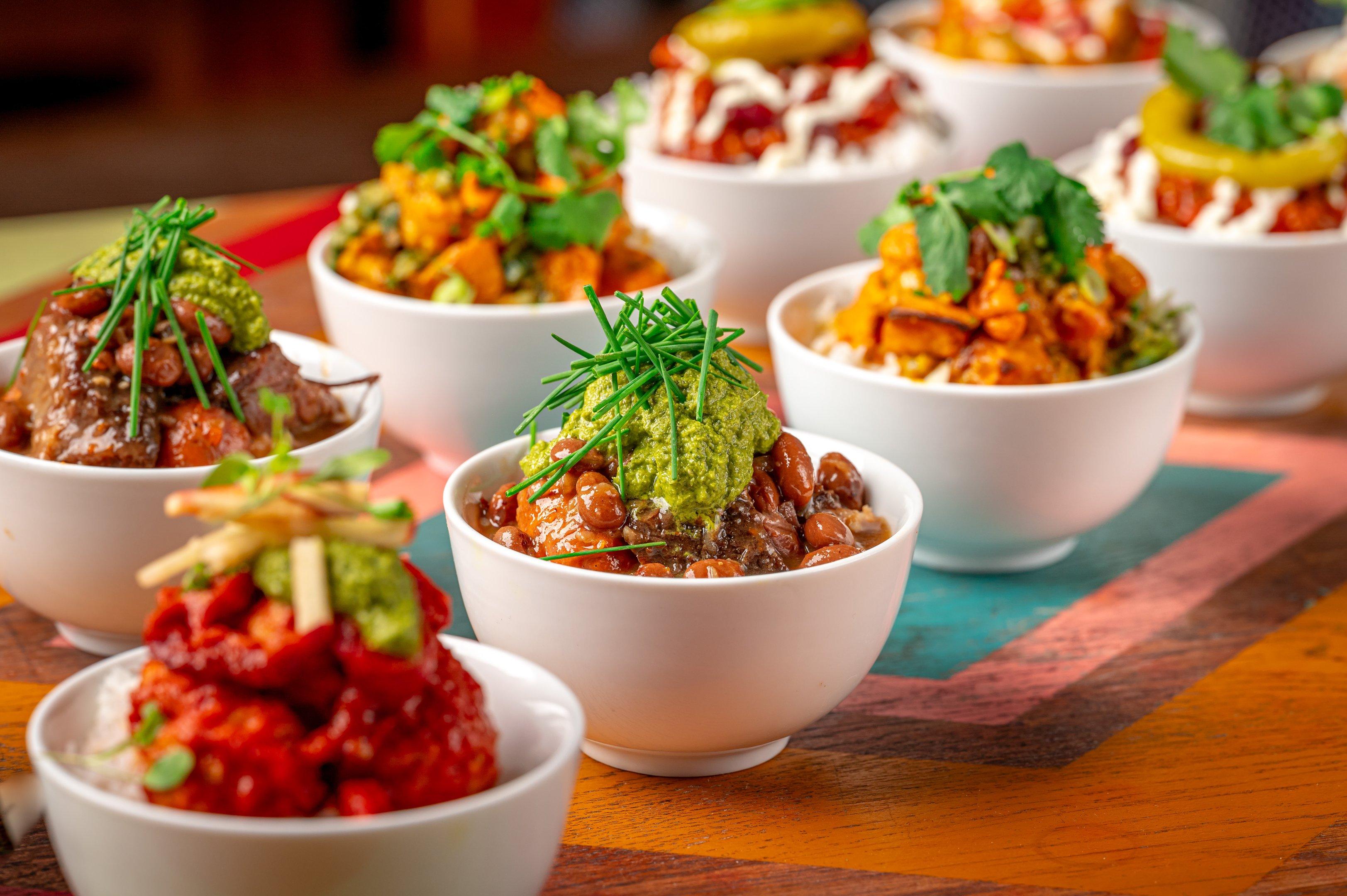 Festive bowl food at Barrio Bars