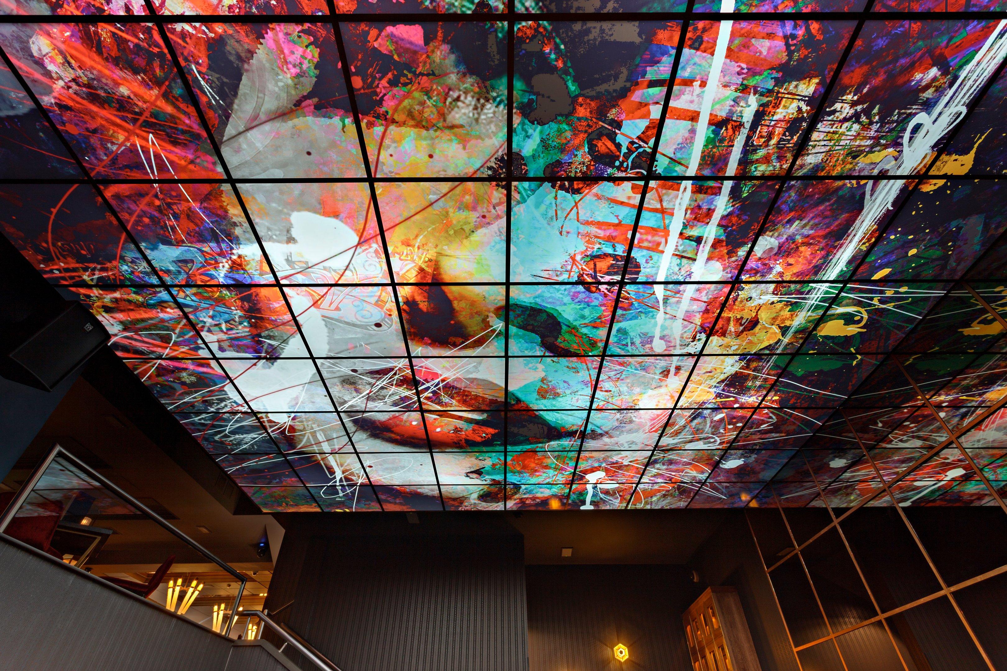 Shot of an artwork ceiling at Dirty Martini in St Pauls