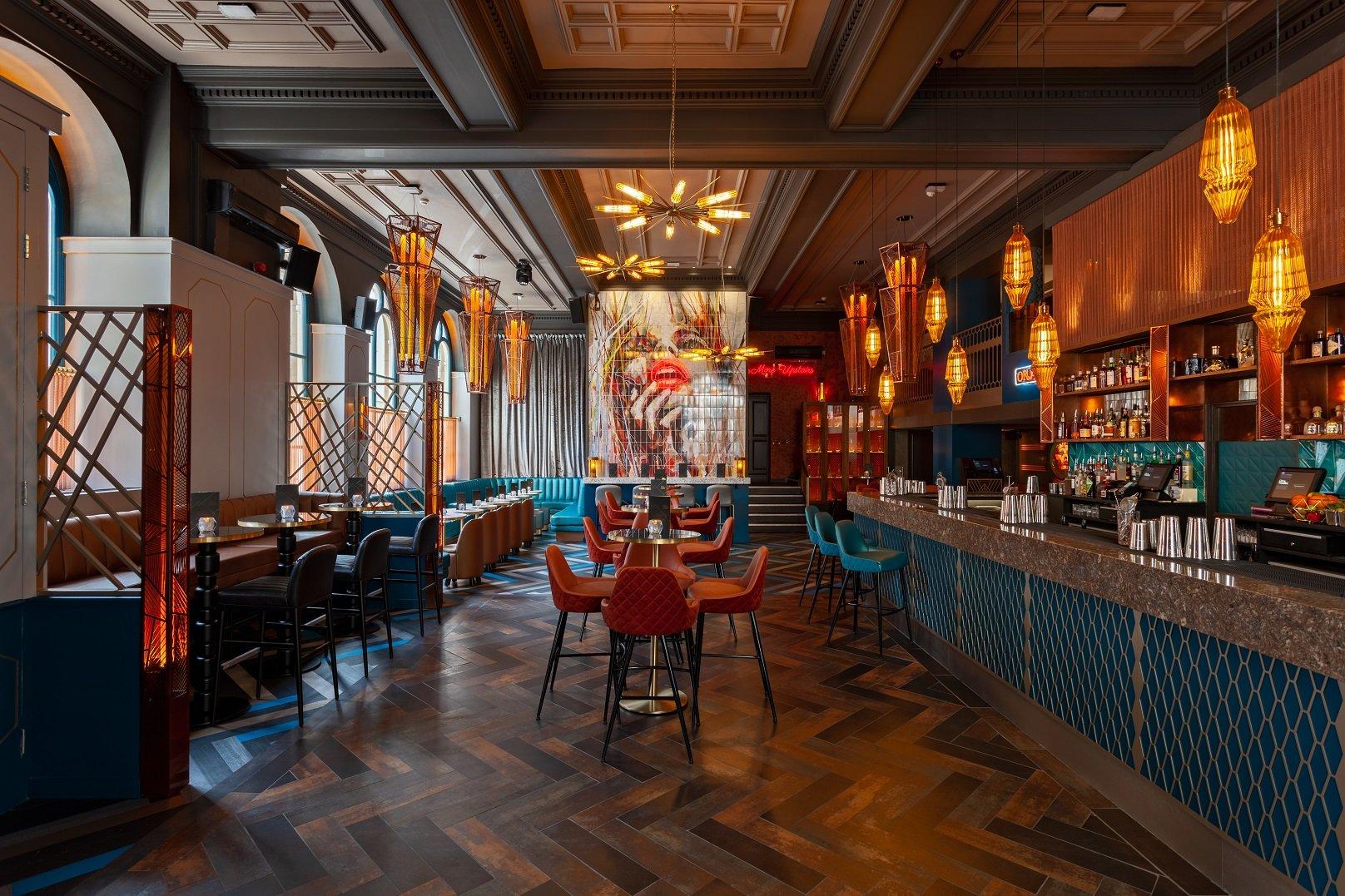 The main bar and seating area at Dirty Martini in Birmingham