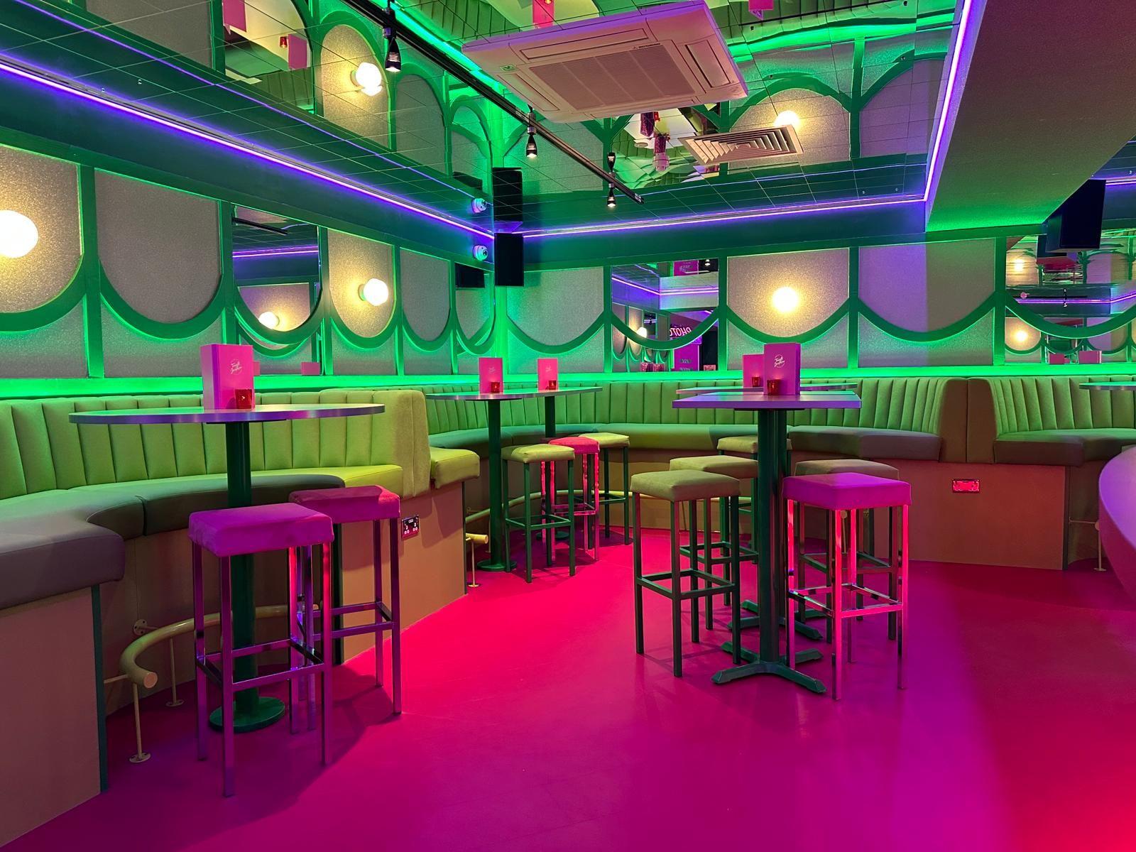 Pink and green booth seating area in Tonight Josephine Liverpool