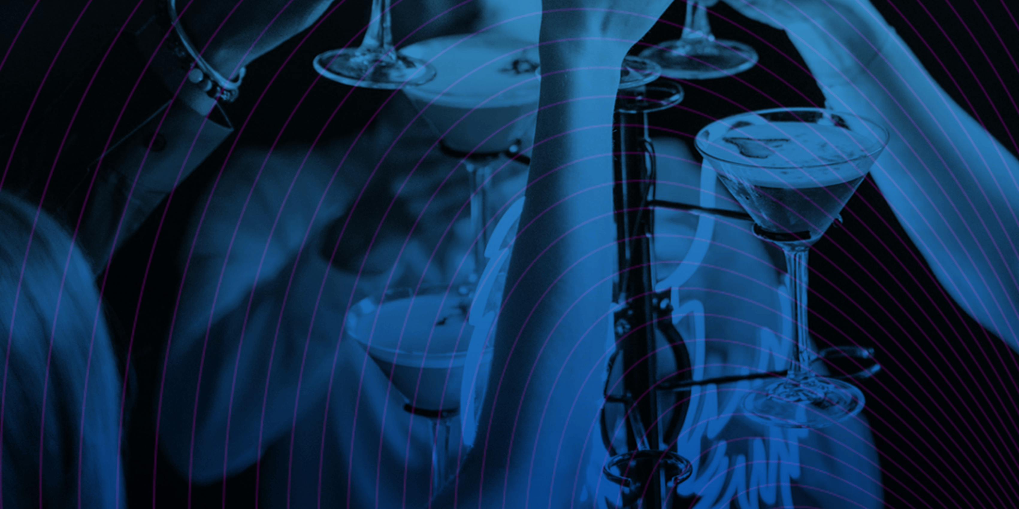Cocktail sharer with a blue overlay