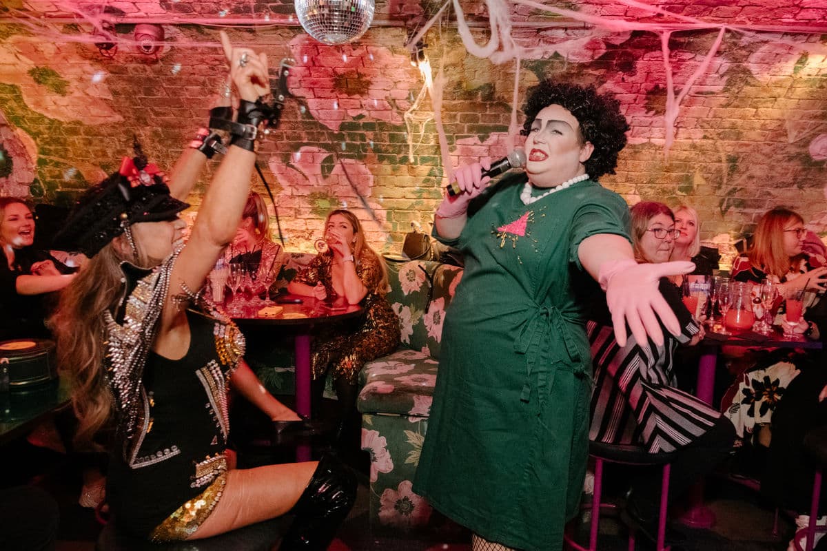 Drag queen performing at a Blame Gloria bottomless brunch