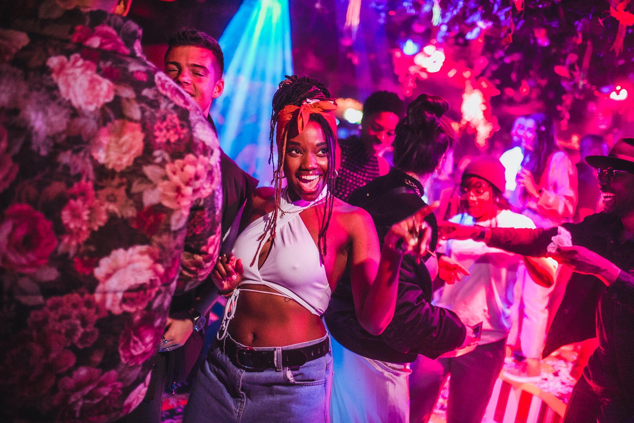 Girl enjoying bottomless brunch at Barrio Bar