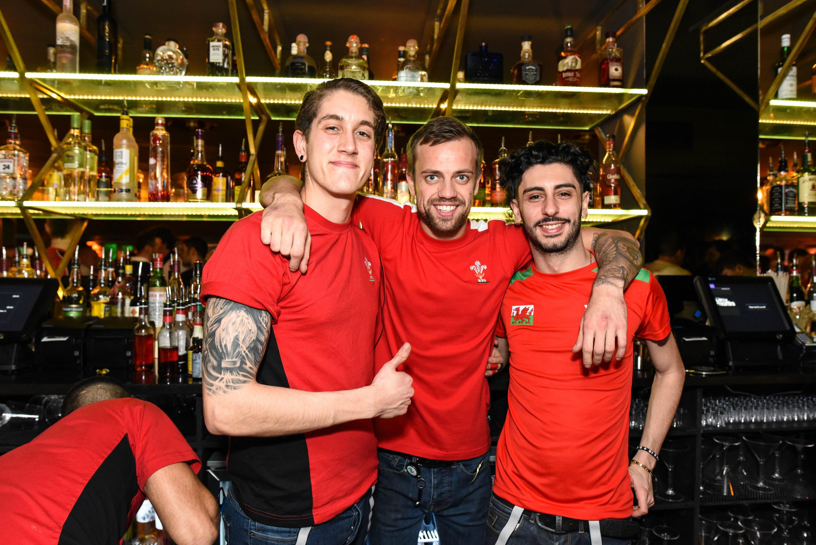 Bartenders wearing Rugby shirts in Dirty Martini Cardiff