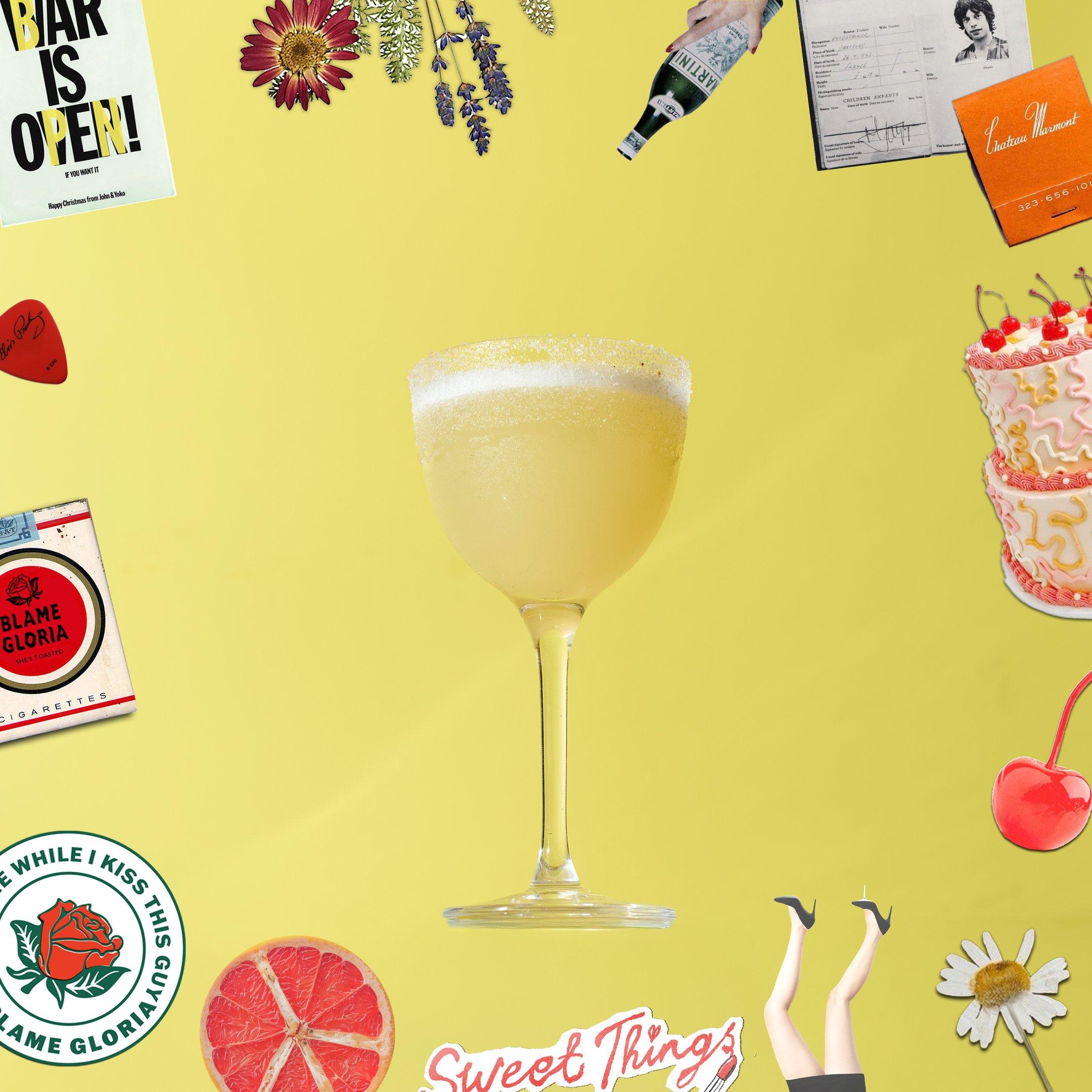 A Diet Margs mocktail on a yellow background