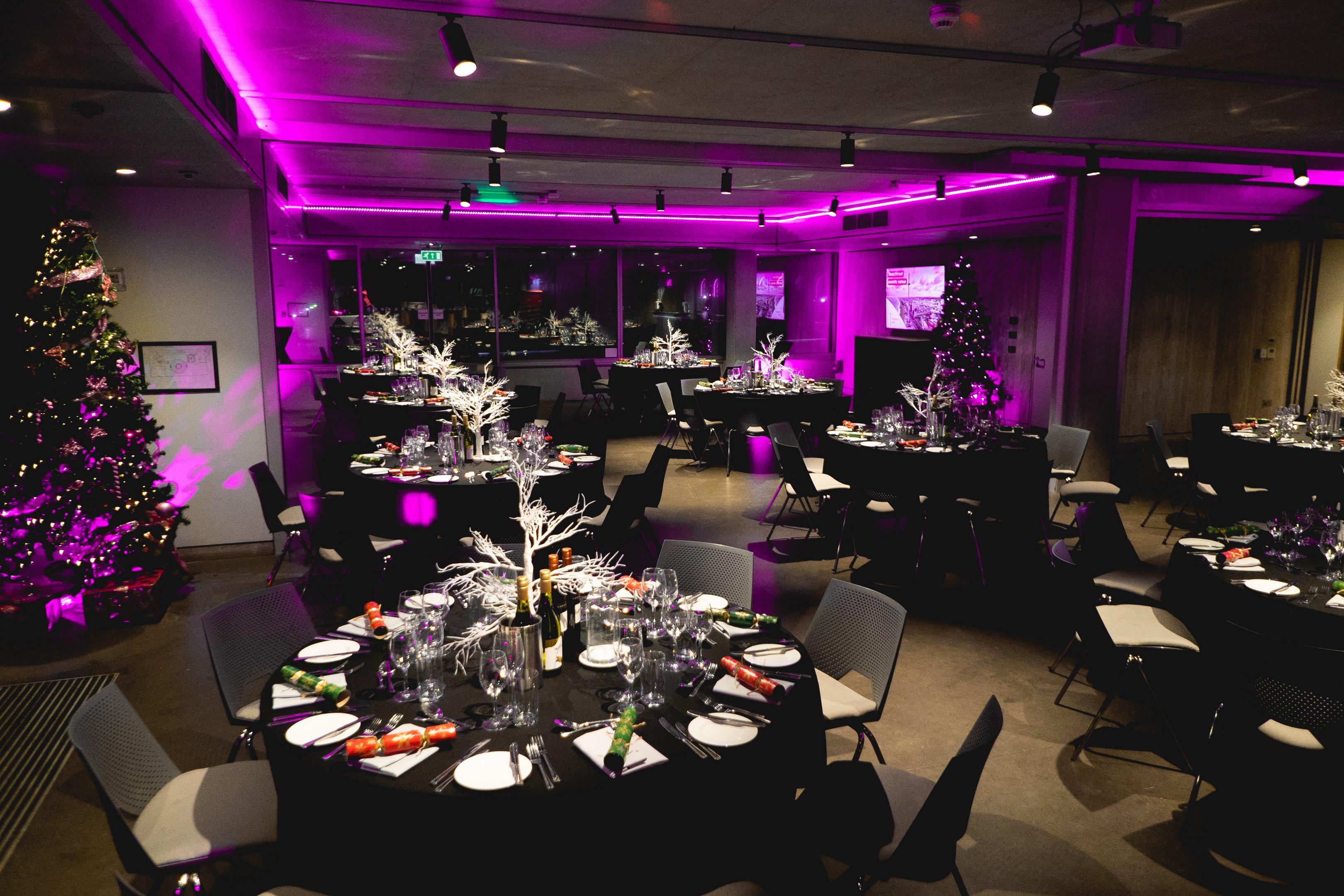 A room set up for a Christmas event at Brighton i360