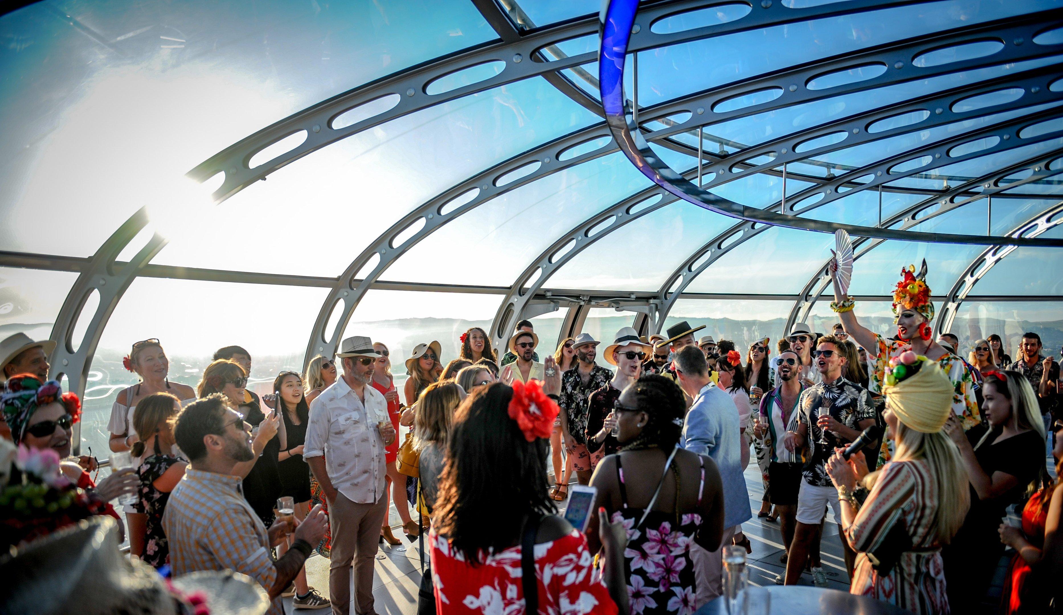 A summer party in the Pod on the Brighton i360