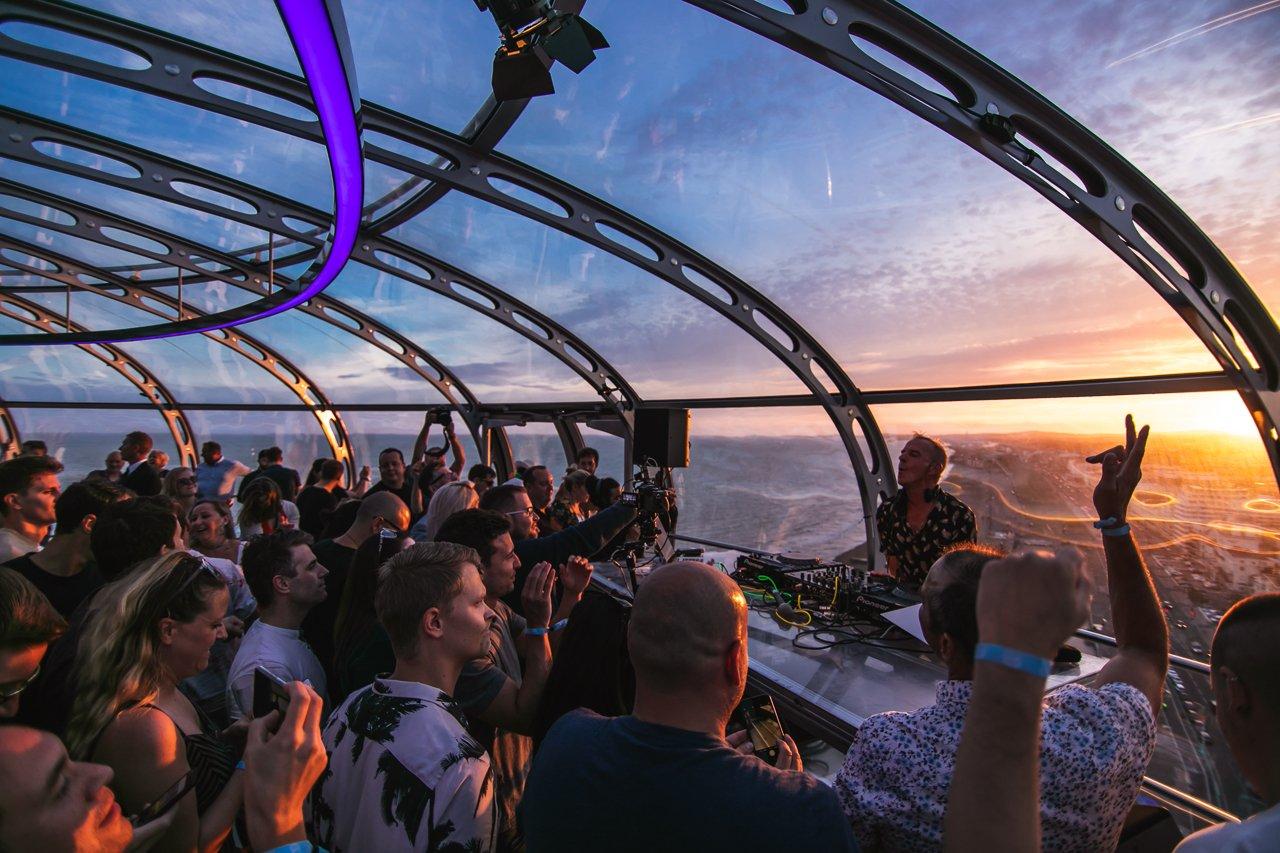 A DJ performing in the Brighton i360 Pod