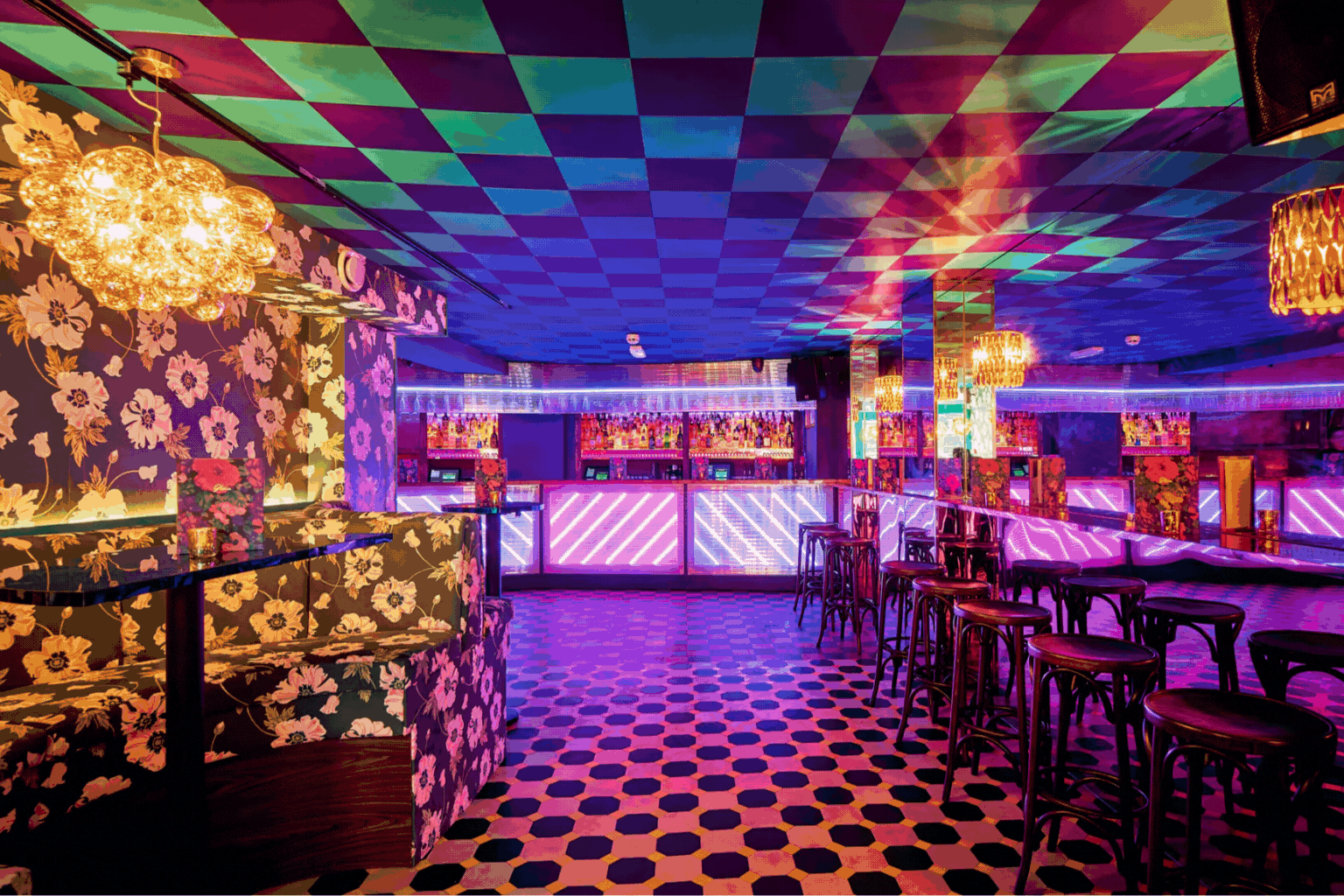 A GIF showing images of different private hire spaces in Blame Gloria bars