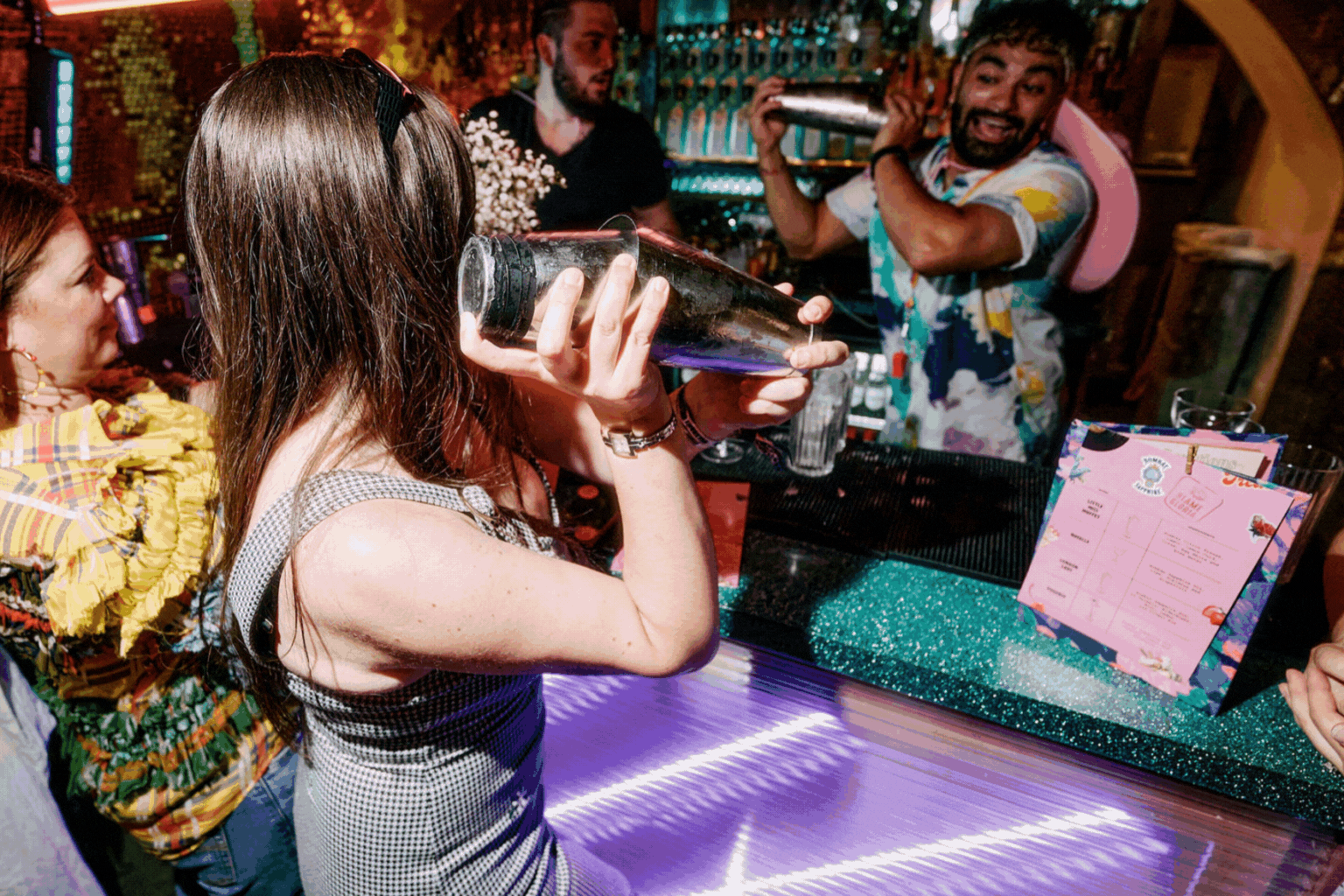 A GIF of images showing guests shaking cocktails in Blame Gloria