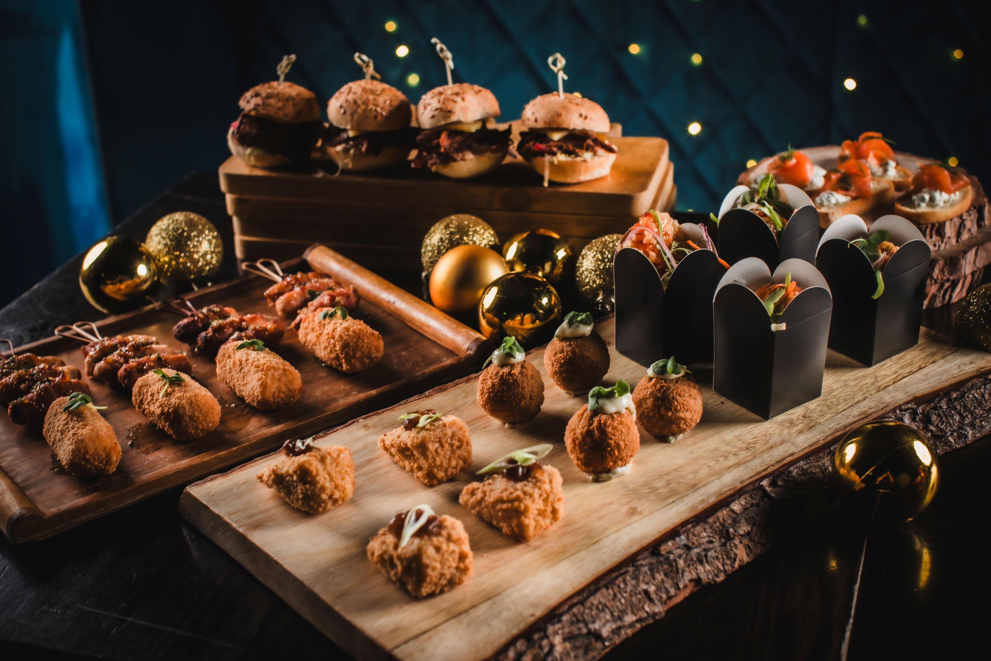 Festive food on platter in Dirty Martini
