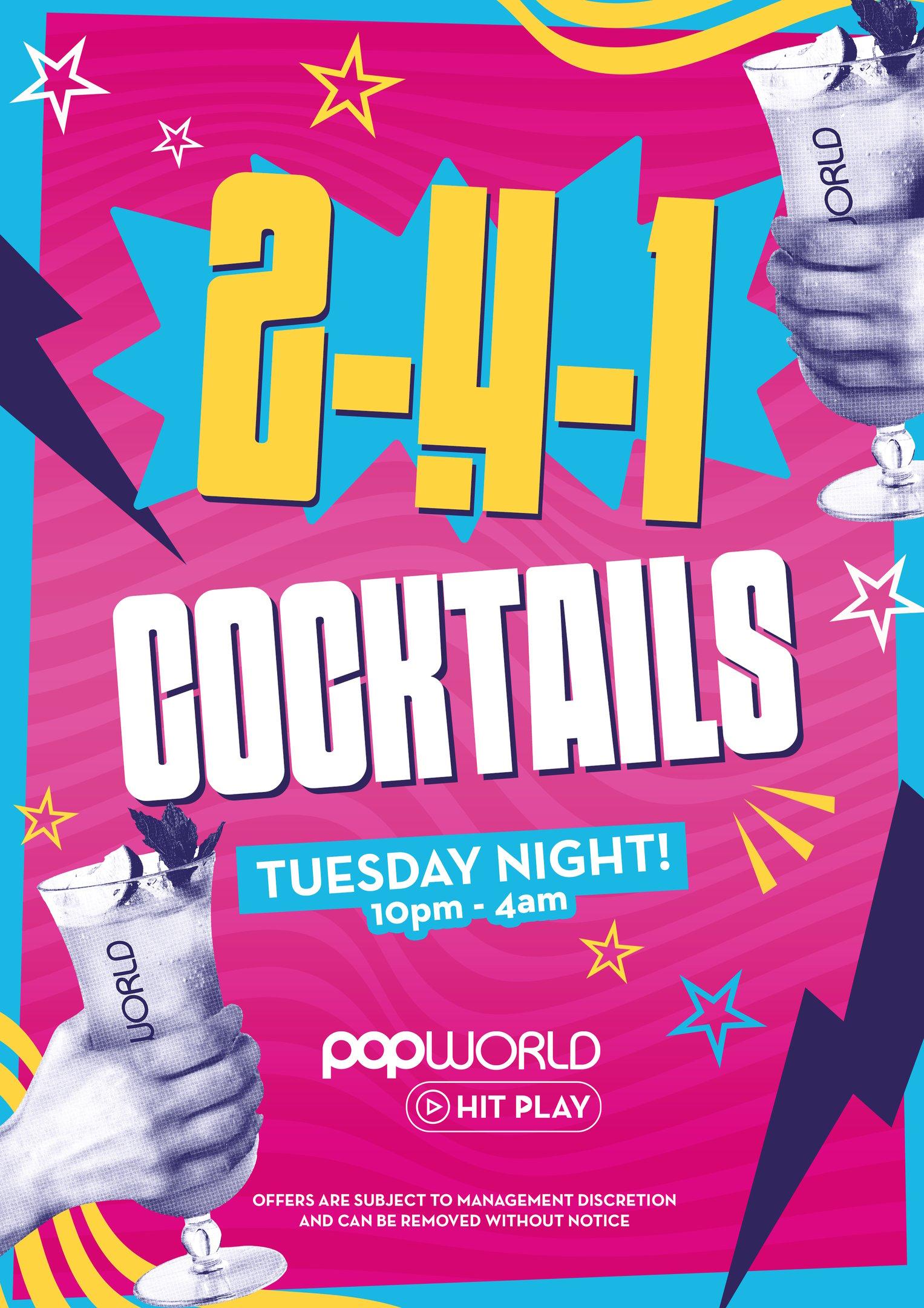 2-FOR-1 COCKTAILS TUESDAYS
