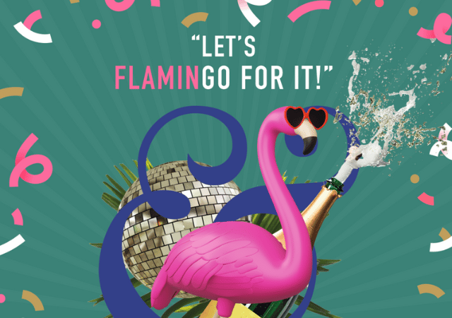 Flamingo Bingo Banner with pink flamingo