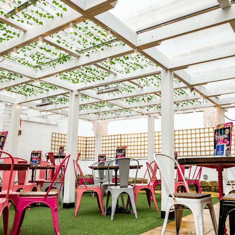 covering in the beer garden