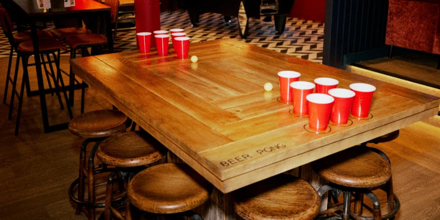 Play beer pong at Rita's