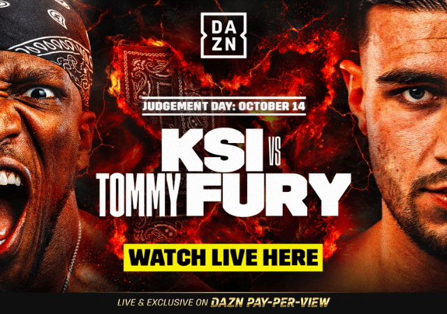 KSI vs Tommy Fury, Saturday 14th October live on Dazn