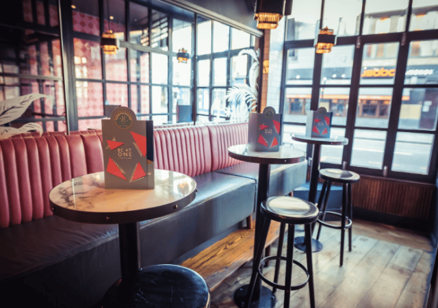 Booth seating at Be At One