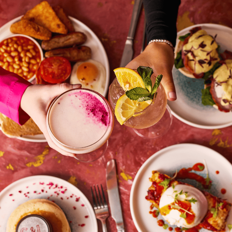 S&L brunch dishes and cocktails