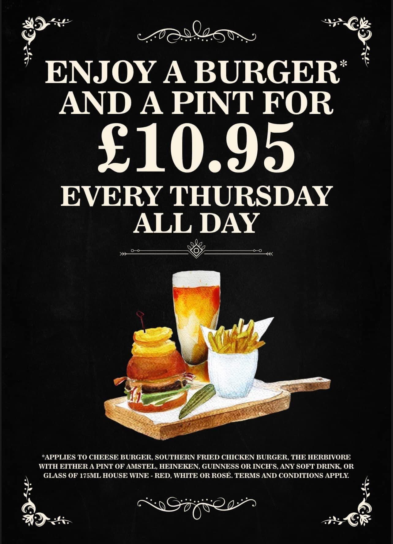 Burger and a Pint Every Thursday