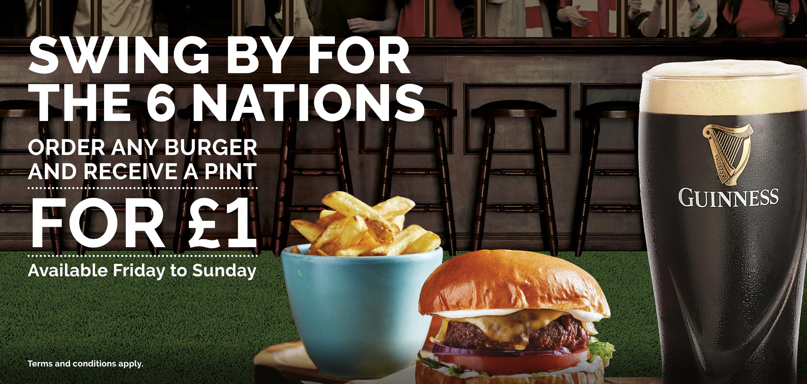 Score a tasty deal - £1 pint with any burger