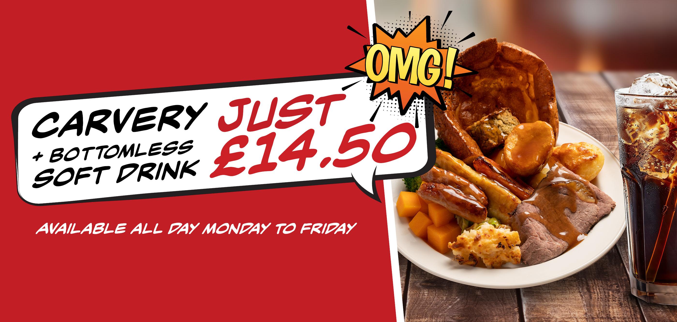Carvery + bottomless soft drink