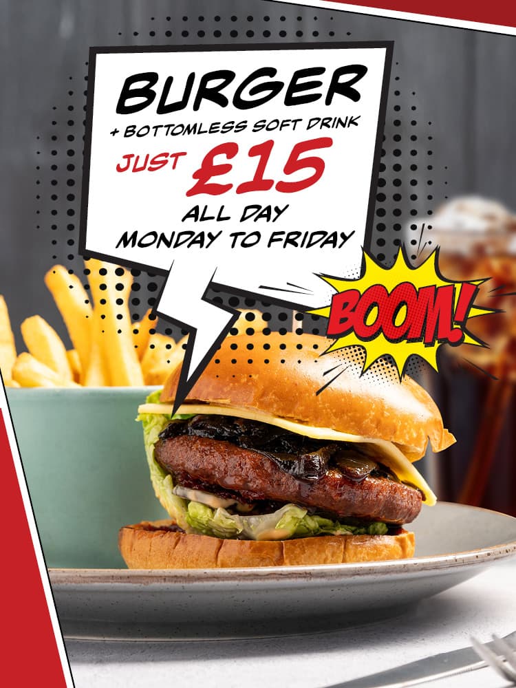 Burger + bottomless soft drink