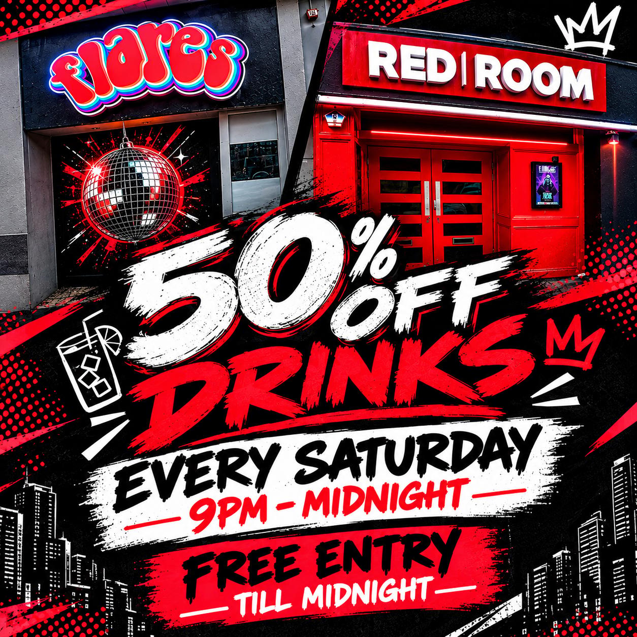 50% OFF DRINKS