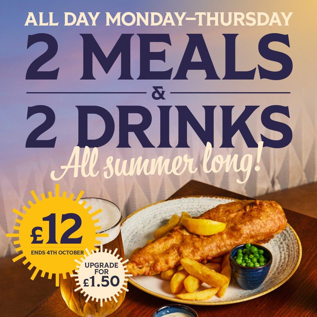 2 Meals & 2 Drinks for £12 Offer
