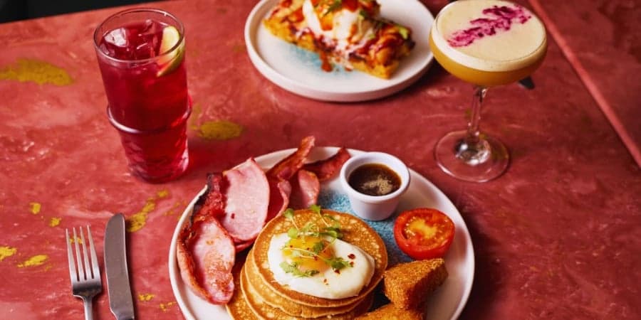 Brunch pancakes and eggs at Slug & Lettuce