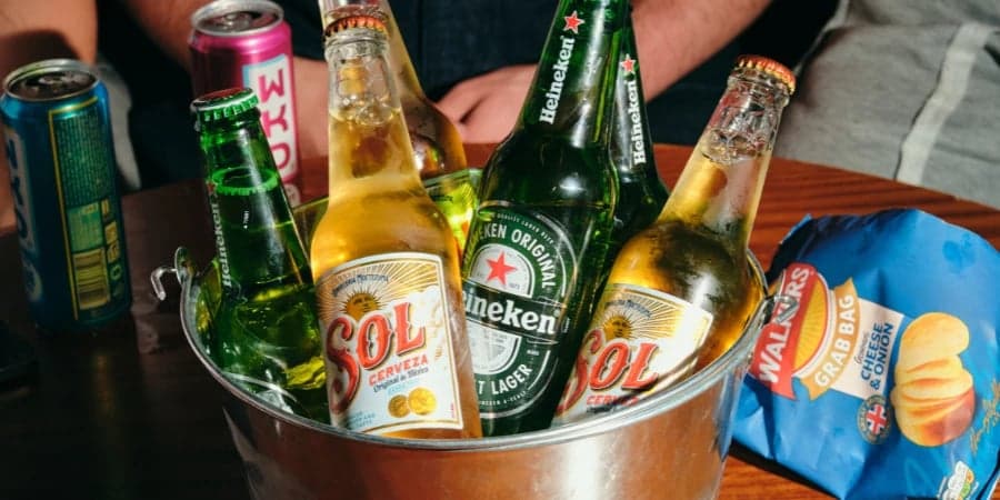 Beer bucket on table