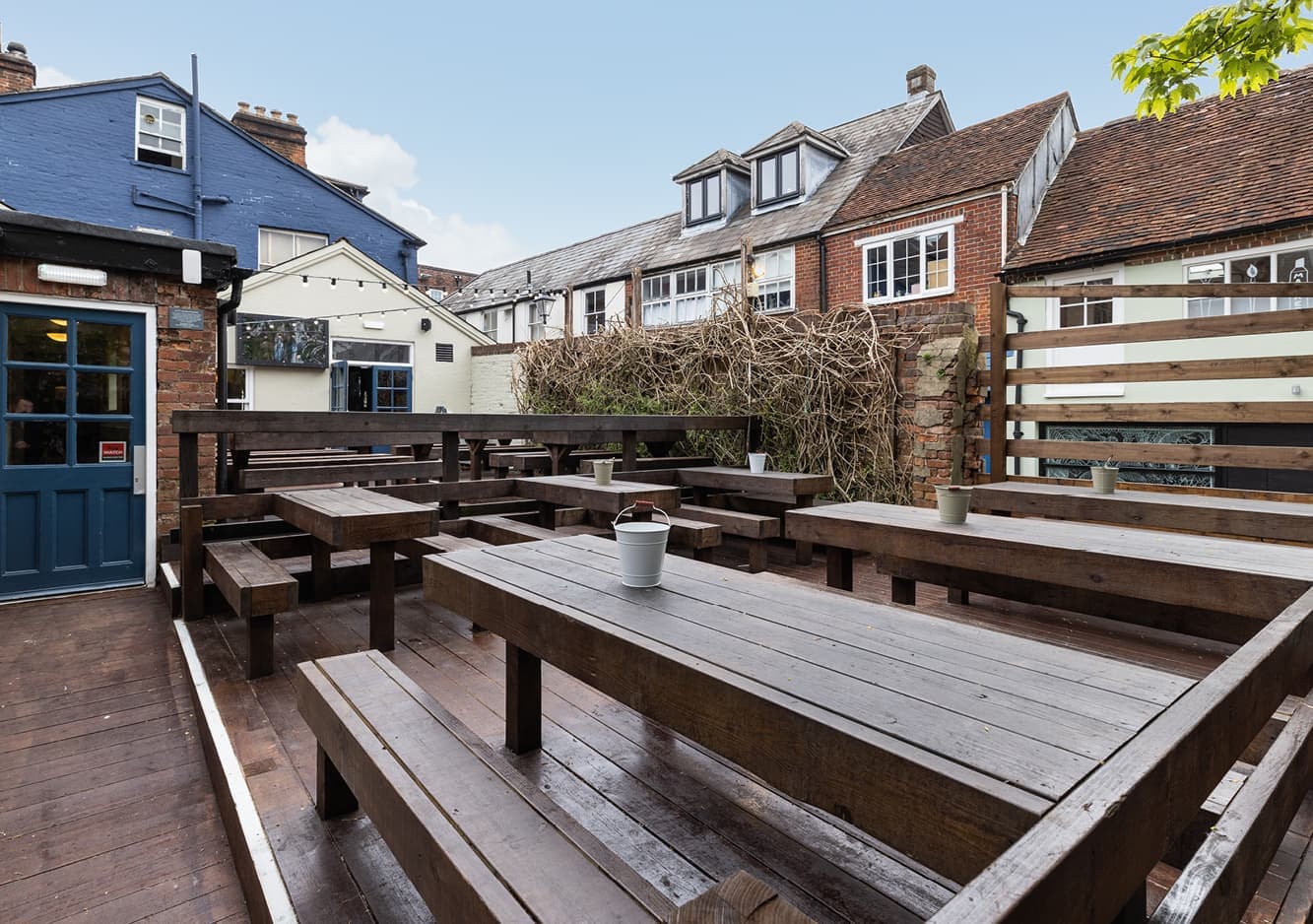 Outside seating at the Exchange pub
