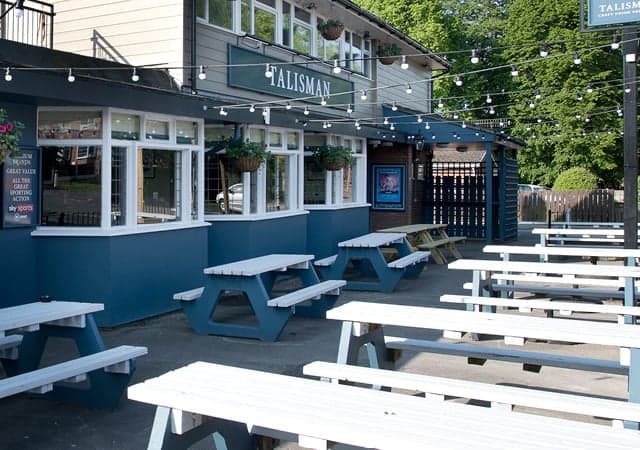 Outside drinking area and benches