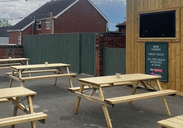 Outdoor TV and Benches