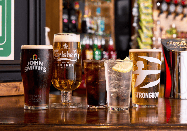 5 pints on a bar