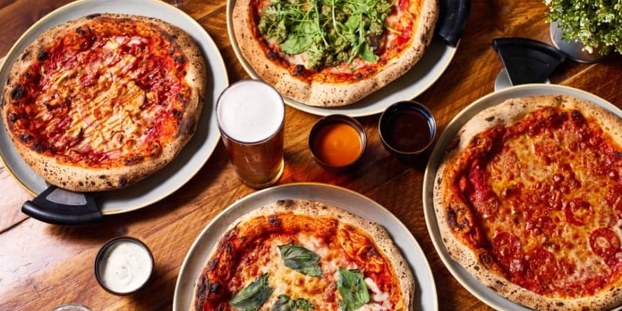 Selection of pizzas
